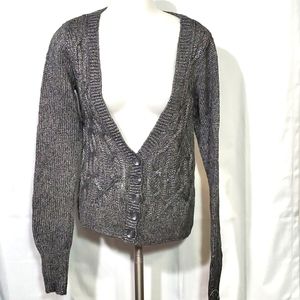 AEROPOSTALE Grey Cable Knit Cardigan Large Buttons